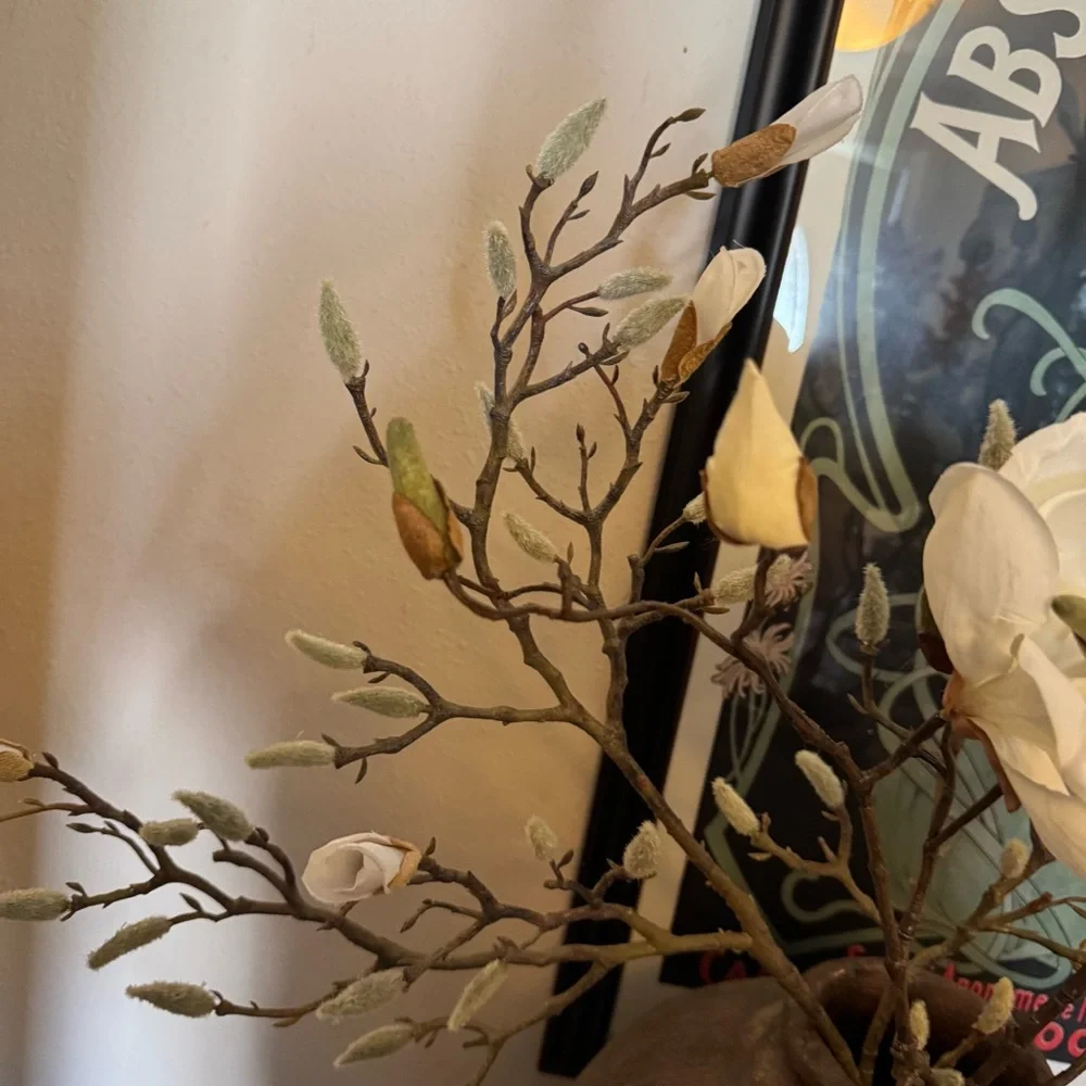 Magnolia budding & bloom realistic branches approximately 38” long, extra tall